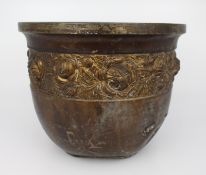 Chinese Gilt Bronze Cachepot with Floral Relief c.1880–1910