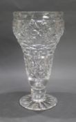 Mid 20th c. Large English Cut Glass Footed Vase