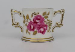 Royal Crown Derby miniature Royal Pinxton Roses Two Handled Cup