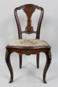 19th Century French Kingwood Parquetry Side Chair with Ormolu Mounts