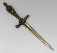 Vintage Brass Knight Letter Opener, Mid-20th Century