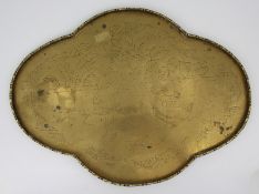 19th Century Engraved Brass Chinoiserie Tray