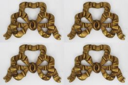 Set of 4 Vintage Gilt Bow Ribbon Wall Decoration Hanging