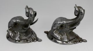 Pair of Vintage Cast Metal Elephant Head Wall Brackets