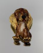 Charming Vintage Enamel Dog Brooch – Spaniel Design, Mid-20th Century