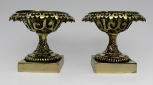Pair of Small Antique Bronze Grand Tour Urns