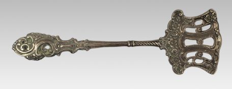 Antique Continental 830 Silver Pierced Pastry Server c.1890
