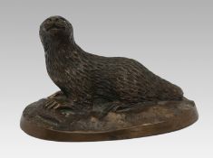 Cold Cast Bronze Sculpture of an Otter with Fish