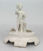 Painted White Porcelain Cherub Figurine
