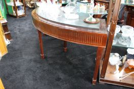 Large and Heavy Mahogany Console Table with Reeded Frieze and Fixed Marble Top – c.20th Century