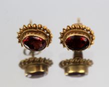 Vintage 9ct Gold Garnet Stud Earrings