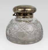 Vintage Silver Plated Crystal Inkwell
