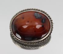Vintage Silver & Carnelian Brooch