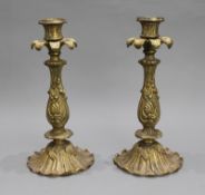 Pair of Rococo Revival Cast Brass Candlesticks – Continental c.1900