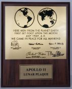 Buzz Aldrin Signed Apollo 11 Plaque