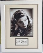Lauren Bacall Framed Autograph