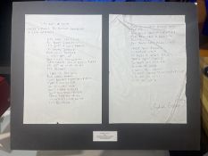 10cc Hand-Written Lyrics Signed By Graham Gouldman 