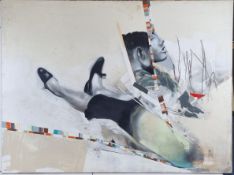 Jeremy Baudouin (French) Large Original Mixed Media On Canvas