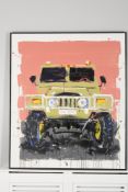 Very Large Striking Original Oil On Canvas of A 4x4