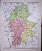Staffordshire 150 Years-Old 1875 Coloured Detailed Antique 1875 Map-49