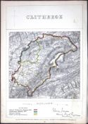 Clitheroe Lancashire Boundary Commission 157-Year-Old Coloured Antique Map.