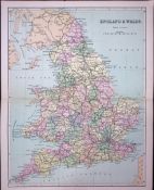 England & Wales Railway Lines Detailed 150 Years-Old Coloured Antique 1875 Map-18