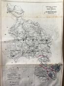 North West Riding Yorkshire Antique 139 Years-Old Scarce 1885 Boundary Change Map