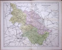 Yorkshire West Riding 150 Years-Old Coloured Antique 1875 Map-24
