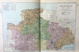 Antique Large Detailed Large Coloured Map North Devonshire GW Bacon 1904.
