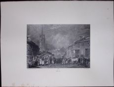 J.M.W Turner Rare “Louth Town Centre Lincs” 1873 Picturesque Views in England-75