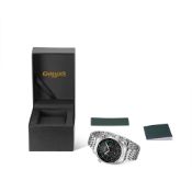Gamages of London Tempest Mechanical Quartz Steel Black Watch - Free Delivery & 5 Year Warranty