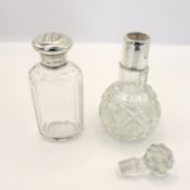 2 x Antique Sterling Silver Topped Cologne/Perfume Bottles