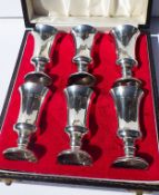 Set of Six Sterling Silver Kiddush Cup In Original Fitted Case.