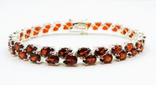 Sterling Silver 50 Carat Red Topaz Gemstone Bracelet New With Gift Box