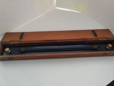 Vintage Stanley Parallel Rolling Ruler In Mahogany Case
