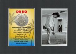 James Bond Dr No First Bond Film Released Mounted Card & Half Crown Coin Display
