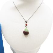 Sterling Silver Ruby Zoisite Pendant Necklace New With Gift Pouch