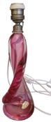 Val St. Lambert Pink Swirl Crystal Glass Lamp Mid Century