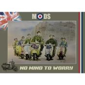 Mods On The Road Vespa's & Lambretta's Nostalgic 1960's Scene Metal Wall Art