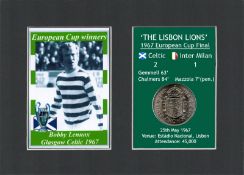 Bobby Lennox Celtic European Cup Mount & 57 Year-Old 1967 Coin Display