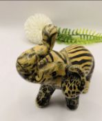 Vintage La Vie Collage Safari Decoupage Animal Print Elephant Figurine