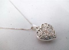 Sterling Silver Filigree Heart Necklace