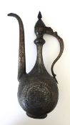 A 19th Century, Persian, Solid “Silvered” Copper AFTABA Pitcher
