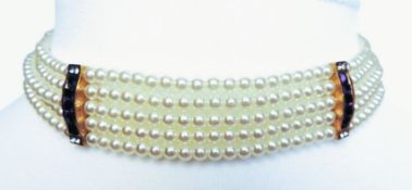 Pearl & Crystal Choker Necklace