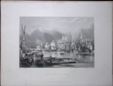 Newcastle Upon Tyne WH Bartlett 183 Years-Old Antique Steel Engraving-51