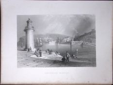 Cumbria Whitehaven Tower WH Bartlett 183 Years-Old Antique Steel Engraving-7