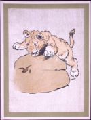 Cecil Aldin Antique Zoo Babies Scarce Coloured Illustration “Lion Cub”-6