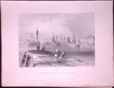 Port of Dundee Scotland WH Bartlett 1842 Antique Steel Engraving-75