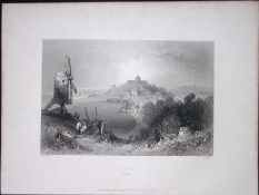 Sussex View of Rye Coast & Town WH Bartlett 1842 Antique Steel Engraving-118