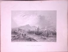 Leith Pier & Harbour Scotland WH Bartlett 1842 Antique Steel Engraving-80